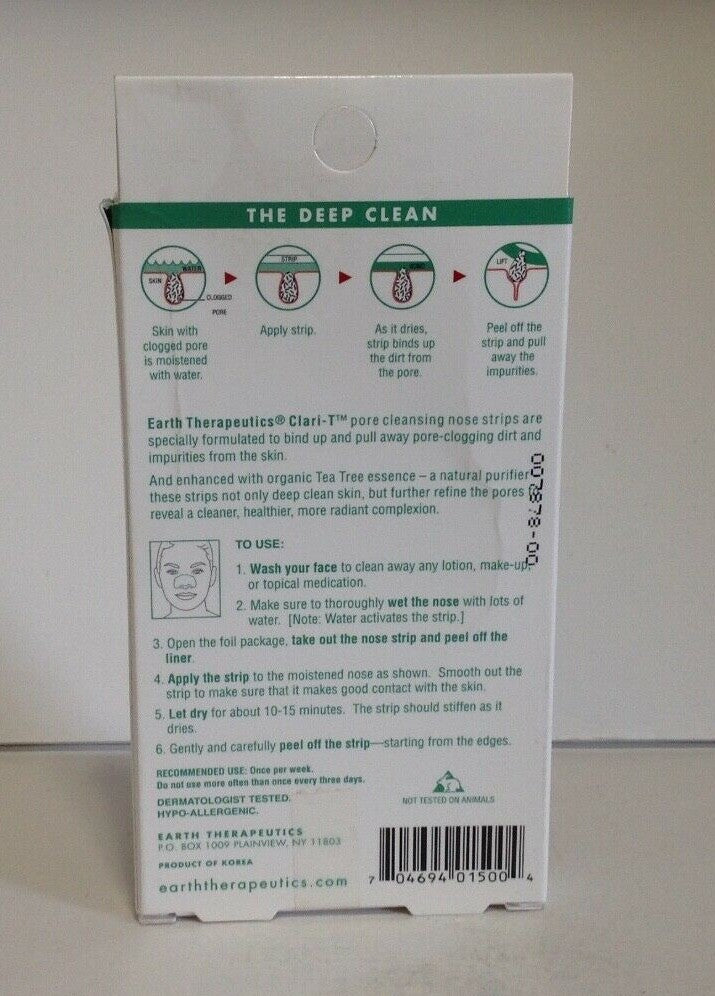 Organic Pore Cleansing Strips - Earth Therapeutics Clari-T 10 Count