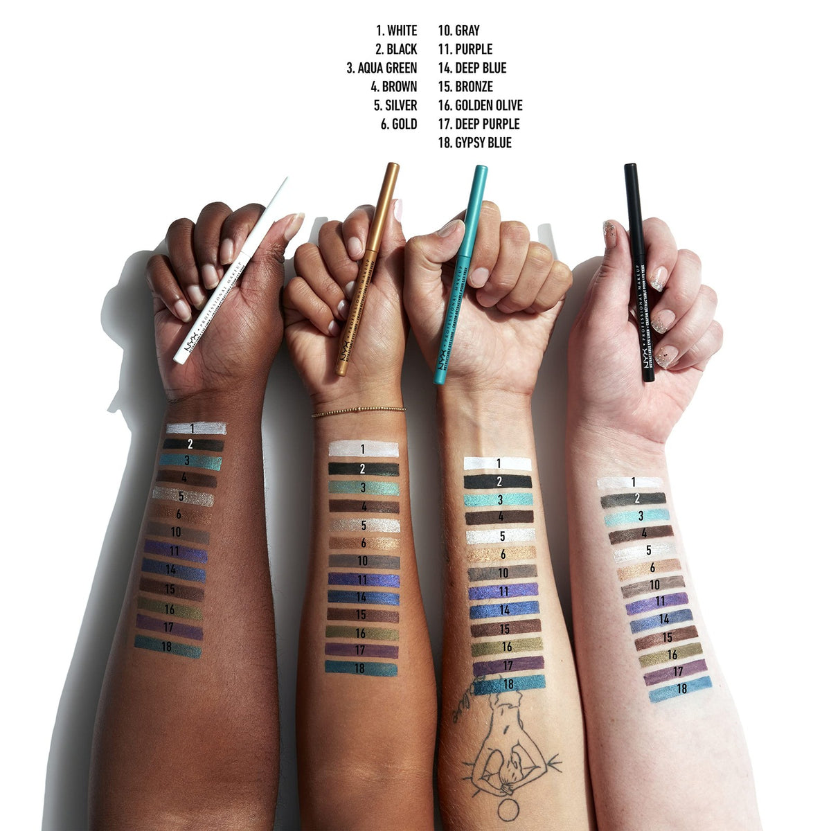 Retractable Eyeliner Pencil - Smudge Proof, Long Lasting, Golden Olive