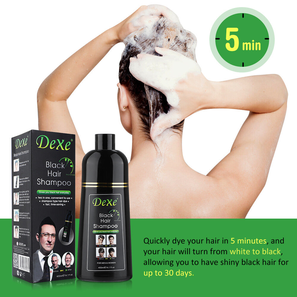 Black Hair Dye Shampoo - Instant Color Darkening Formula