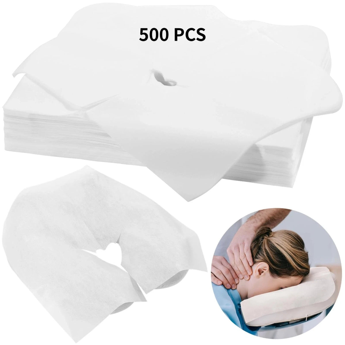 Disposable Face Cradle Covers - 500 Pack for Massage & Spa Hygiene