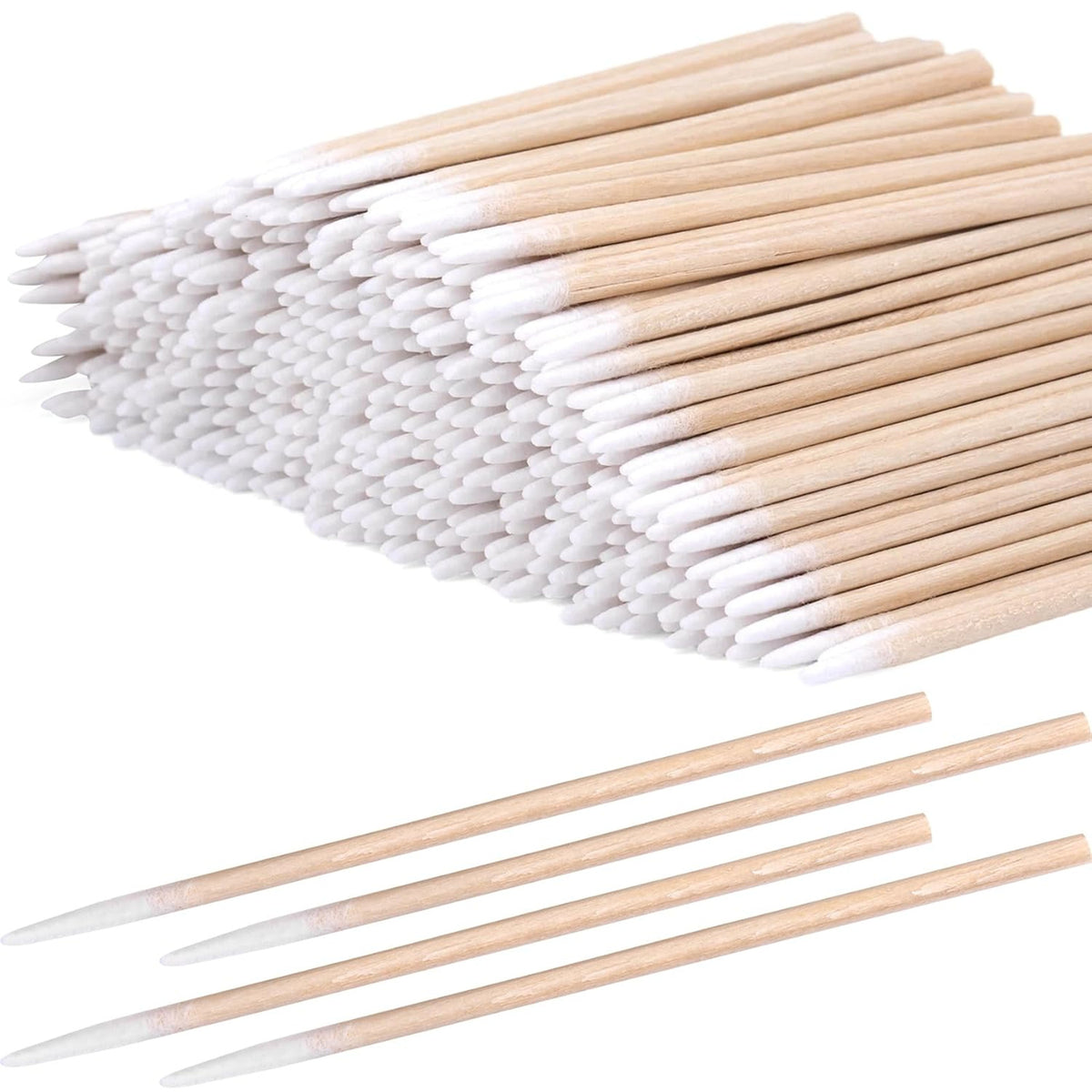 Pointed Cotton Swabs 2.75 Inch — Wooden Sticks for Makeup, Tattoo & Nail Art (300 Pack)