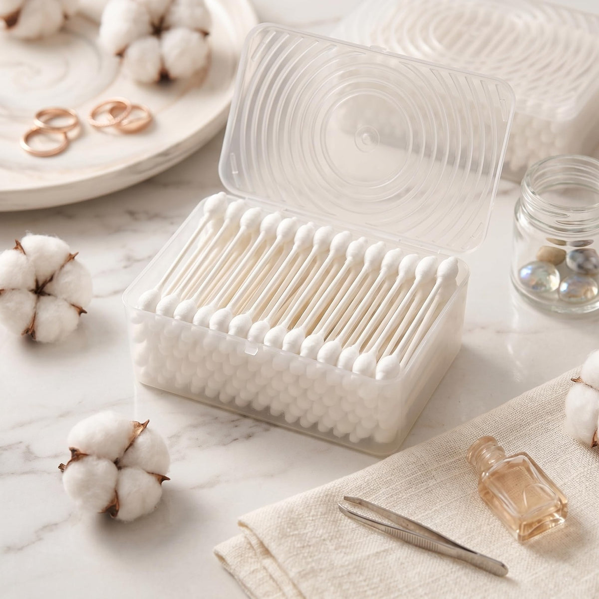 Baby Safety Cotton Swabs with Large Tips - 400 Pack Organic & Eco-Friendly