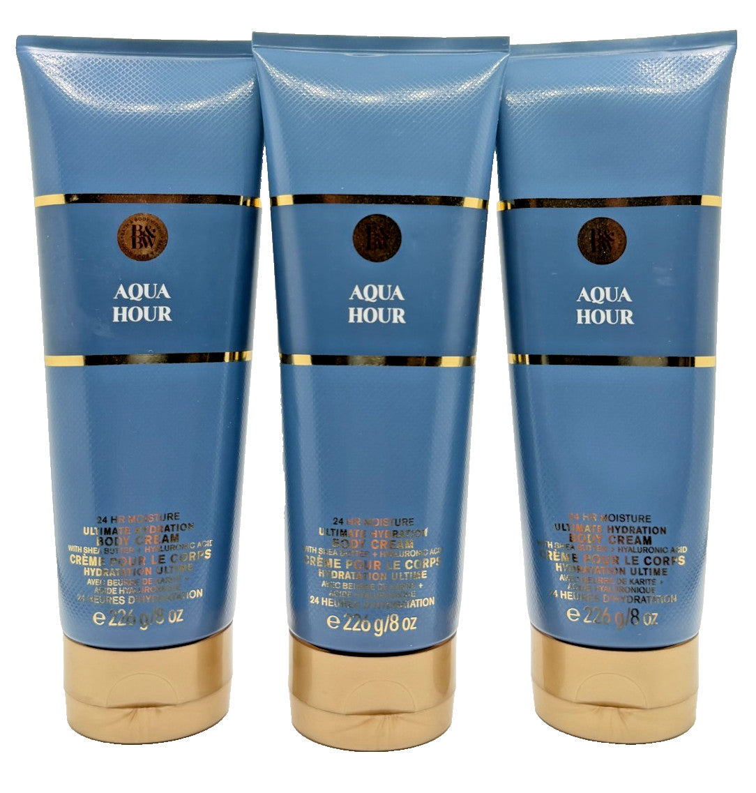 Bath & Body Works Aqua Hour Body Cream, 8 oz, Set of 3