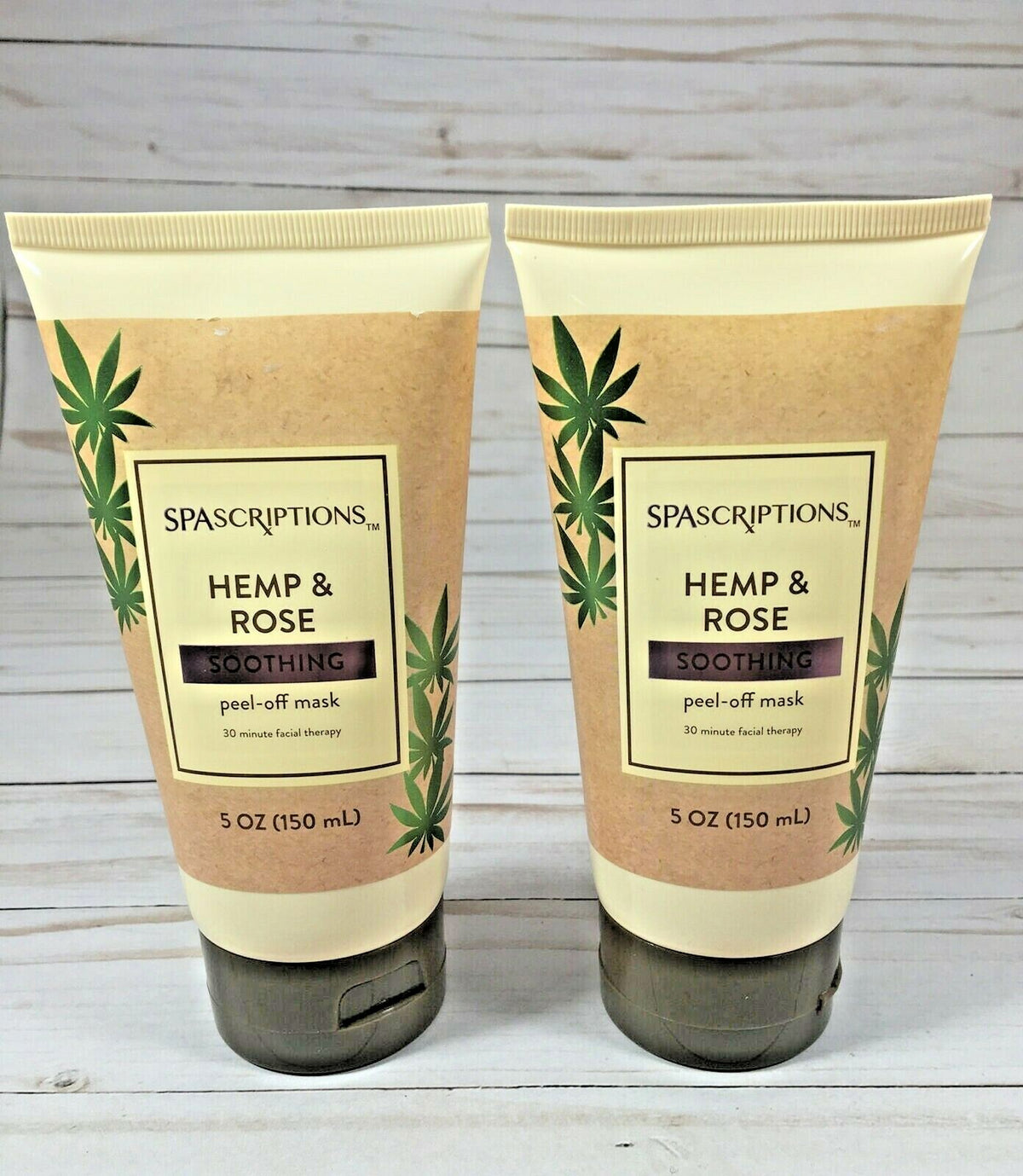 Hemp & Rose Peel Off Facial Mask 2-Pack - Soothing Skin Care, 5oz