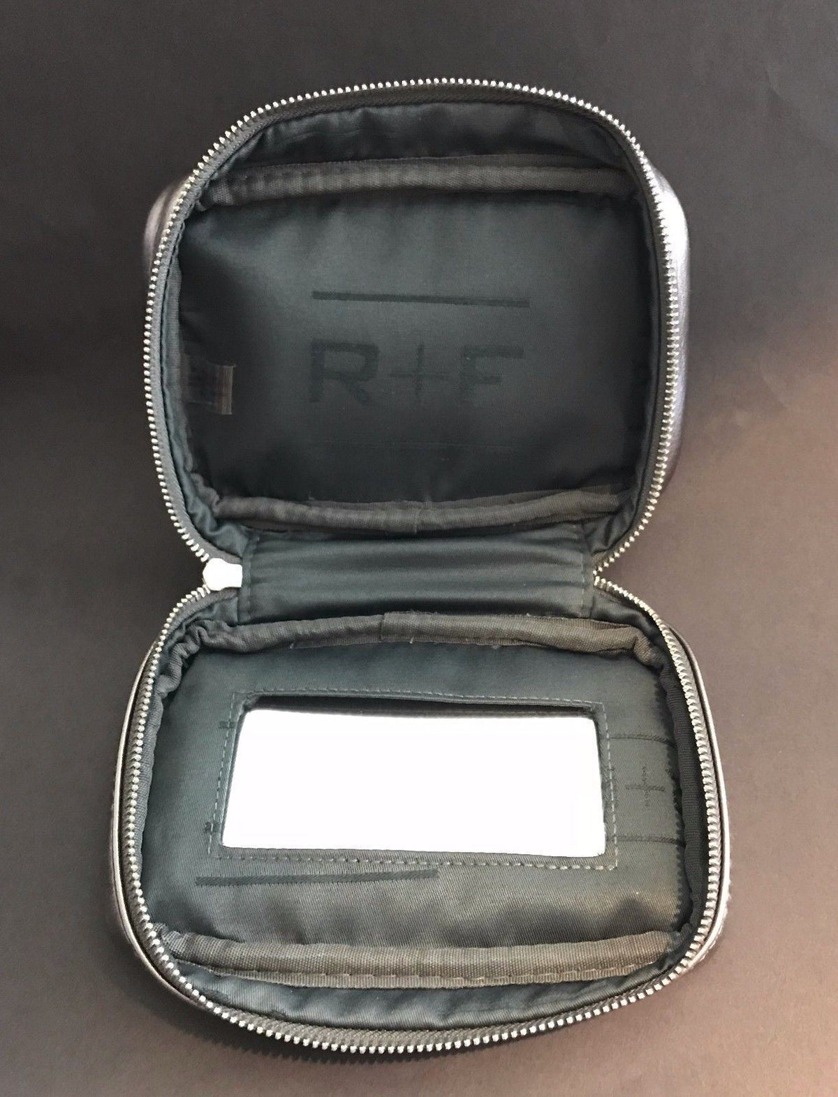 Gray Makeup Bag Set of 3 - Travel Cosmetic Pouches with Mirrors