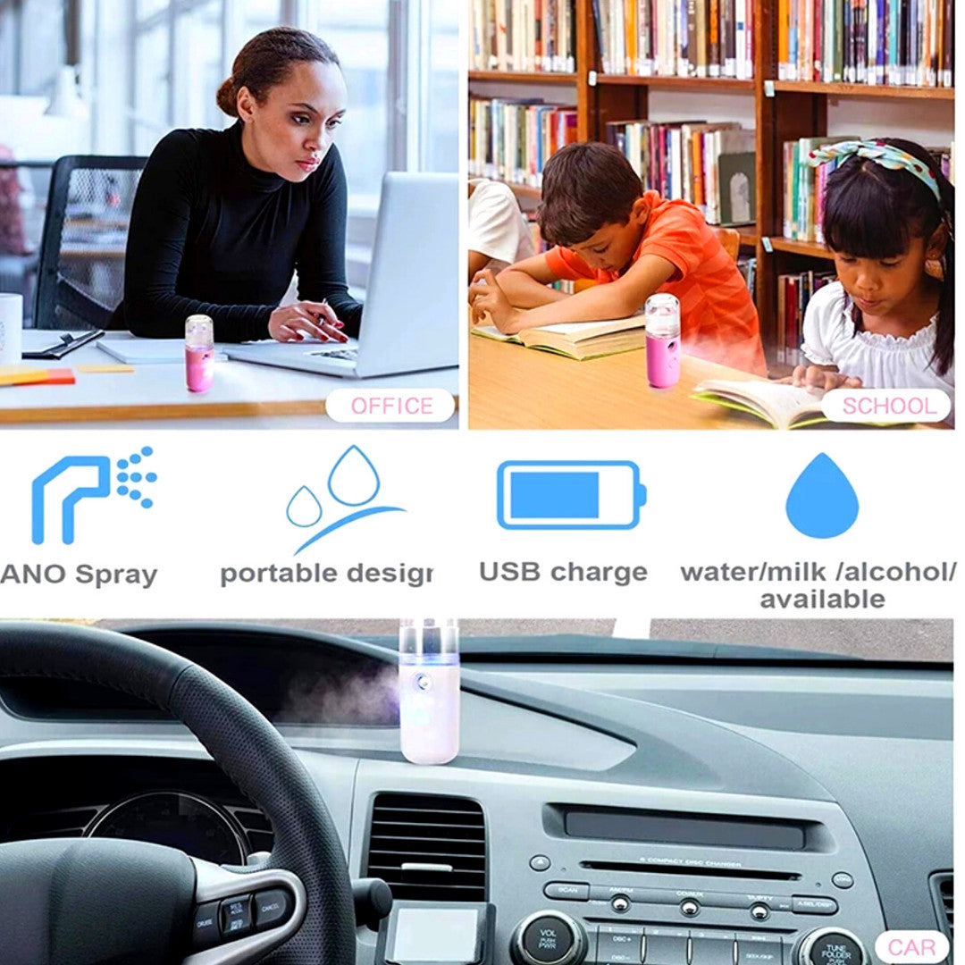 Portable Nano Facial Steamer Mister 30ml USB Rechargeable Humidifier