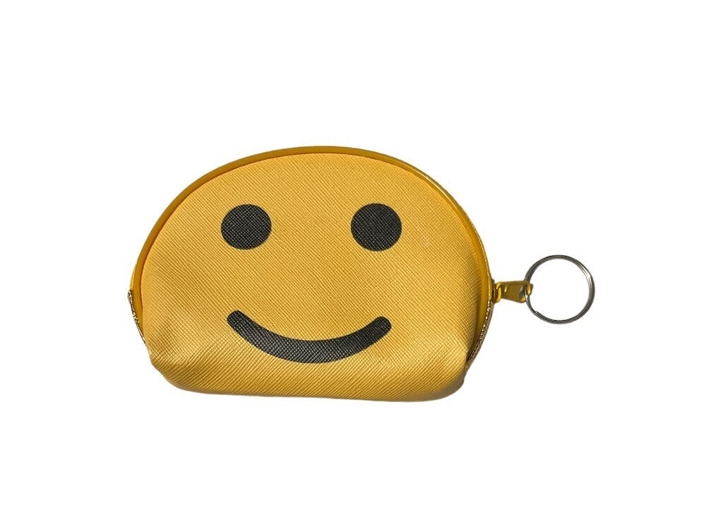 Large Zipper Cosmetic Bag Set with Happy Face Coin Purse - Clear & Colorful