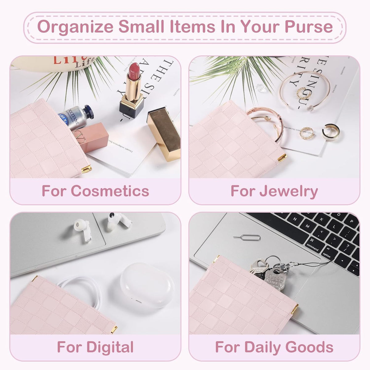Mini Waterproof Makeup Bags Set - 2 Small Purse Cosmetic Pouches for Women