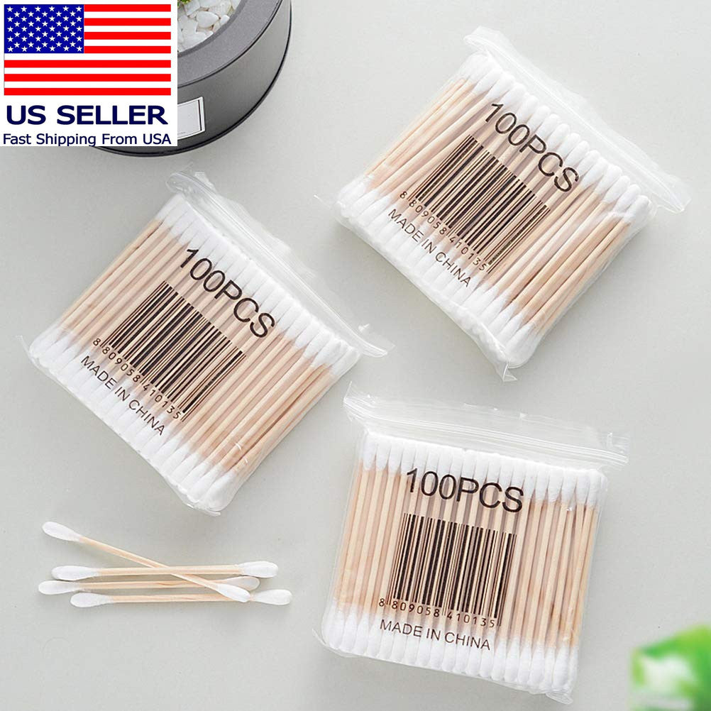 Bamboo Cotton Swabs with 2 Clear Container, 1200 Count Personal Hygiene Tool