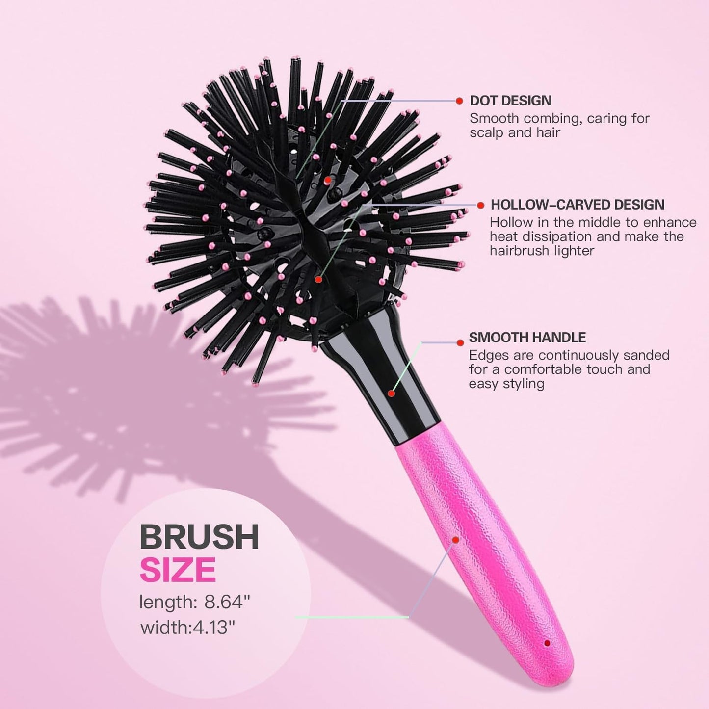 Detangling Round Hair Brush for Curly Hair - 3D Bomb Curl Styling Tool