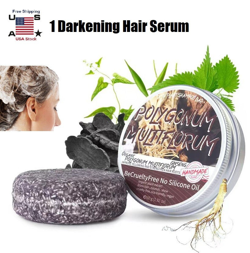 Organic Hair Darkening Shampoo Bar - Polygonum Essence, Promotes Hair Growth, Prevents Hair Loss