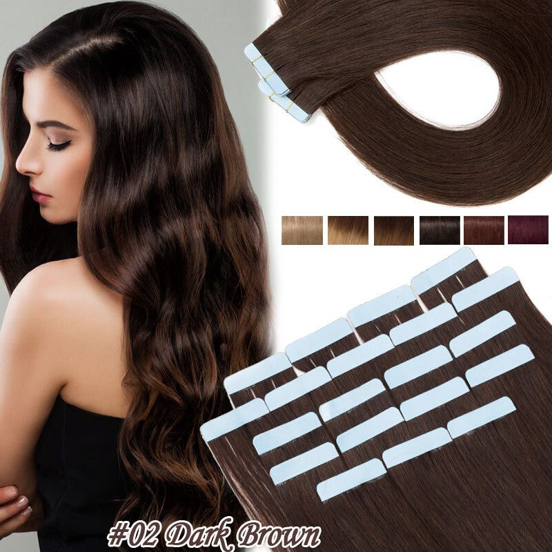 Full Head Skin Weft Tape-In Hair Extensions - Remy Human Hair, Thick & Natural