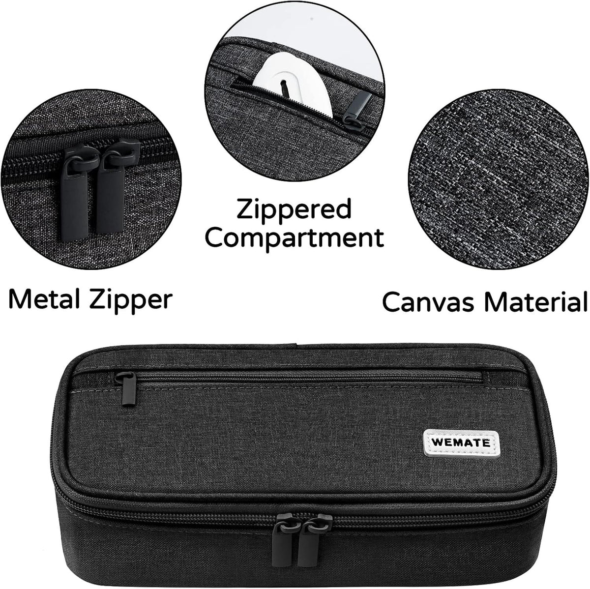 Large Pencil Case Organizer with Multiple Compartments for School Supplies