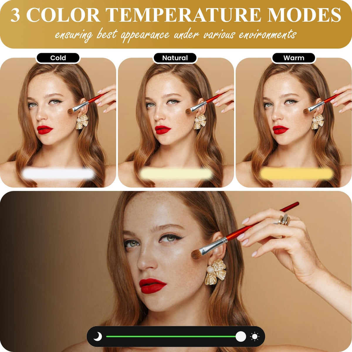 Compact LED Makeup Mirror with 1X & 10X Magnification, Auto Sensor, Travel Size
