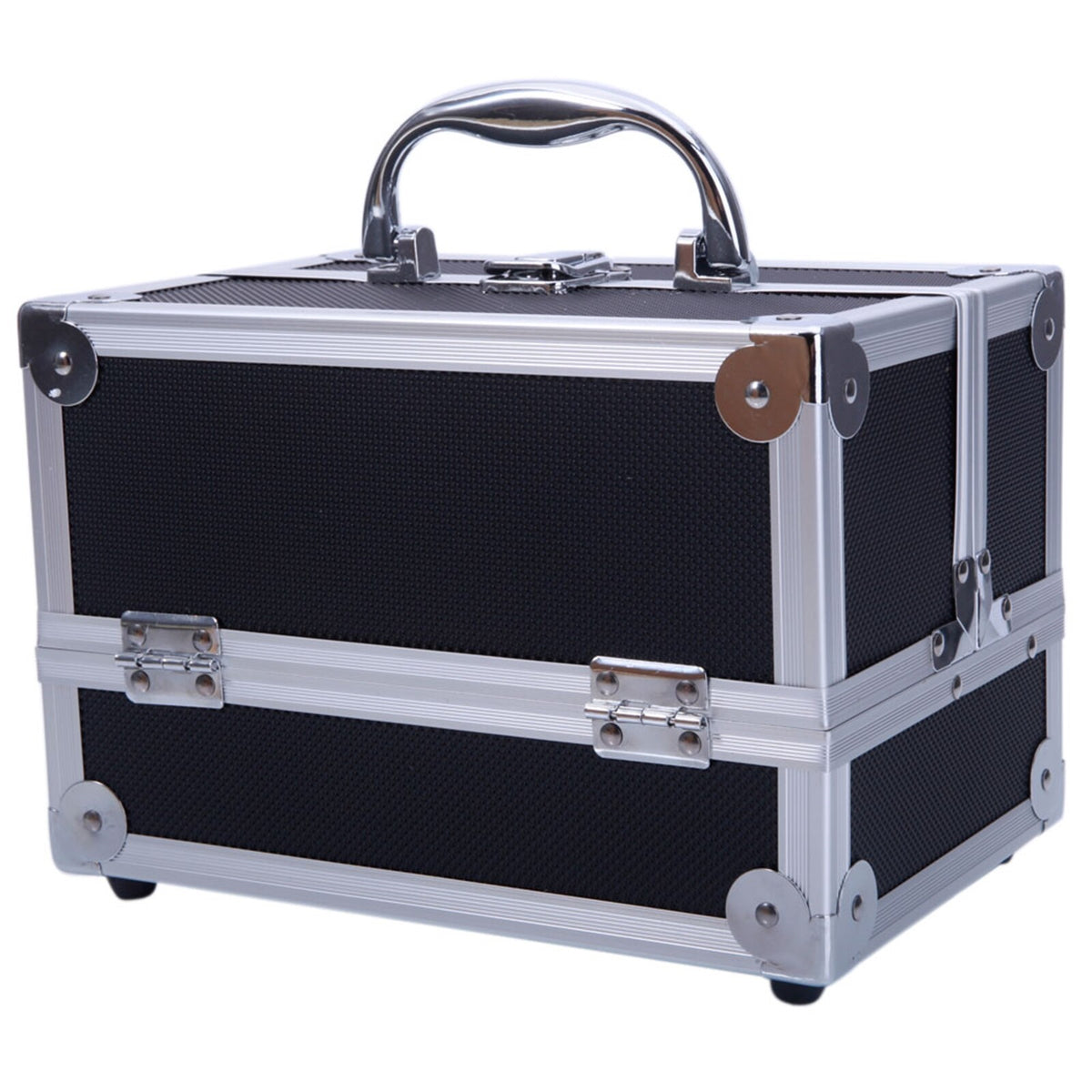 Aluminum Makeup Train Case with Wheels, Portable Cosmetic Organizer