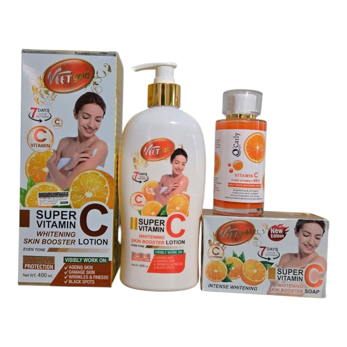 Veet Gold Vitamin C Skin Brightening Lotion & Serum Set - 400ml