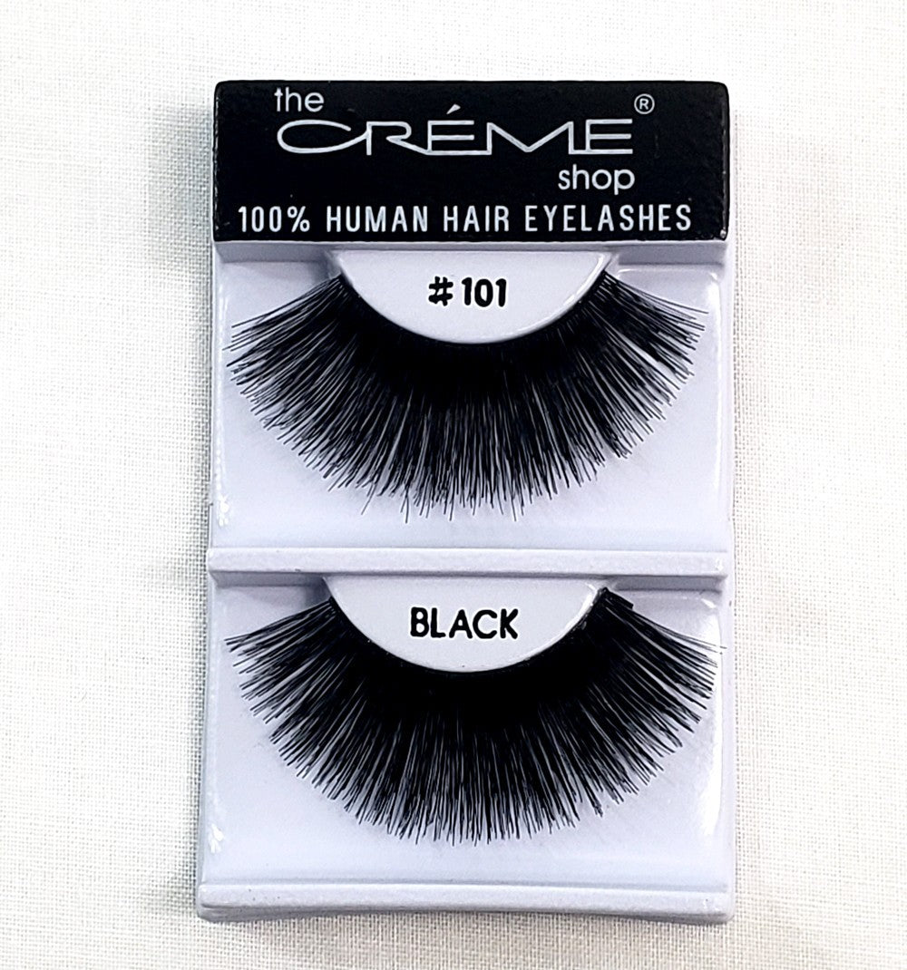 12 Pack Human Hair False Eyelashes #101 NaturalTouch Lightweight Soft & Handmade