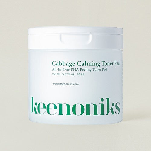 Calming Exfoliating Toner Pads with Cabbage Extract - Vegan, Gentle Skin Care