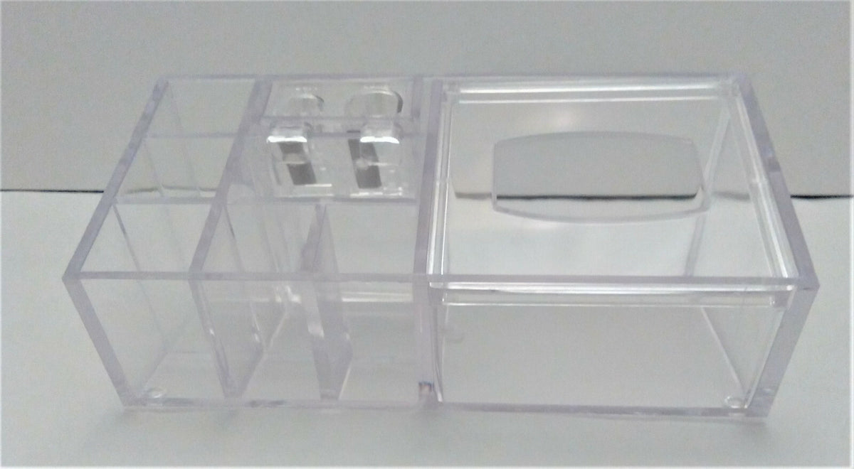Vintage Clear Acrylic Organizer for Eyeliner Lipliner & Sticks with Sharpeners