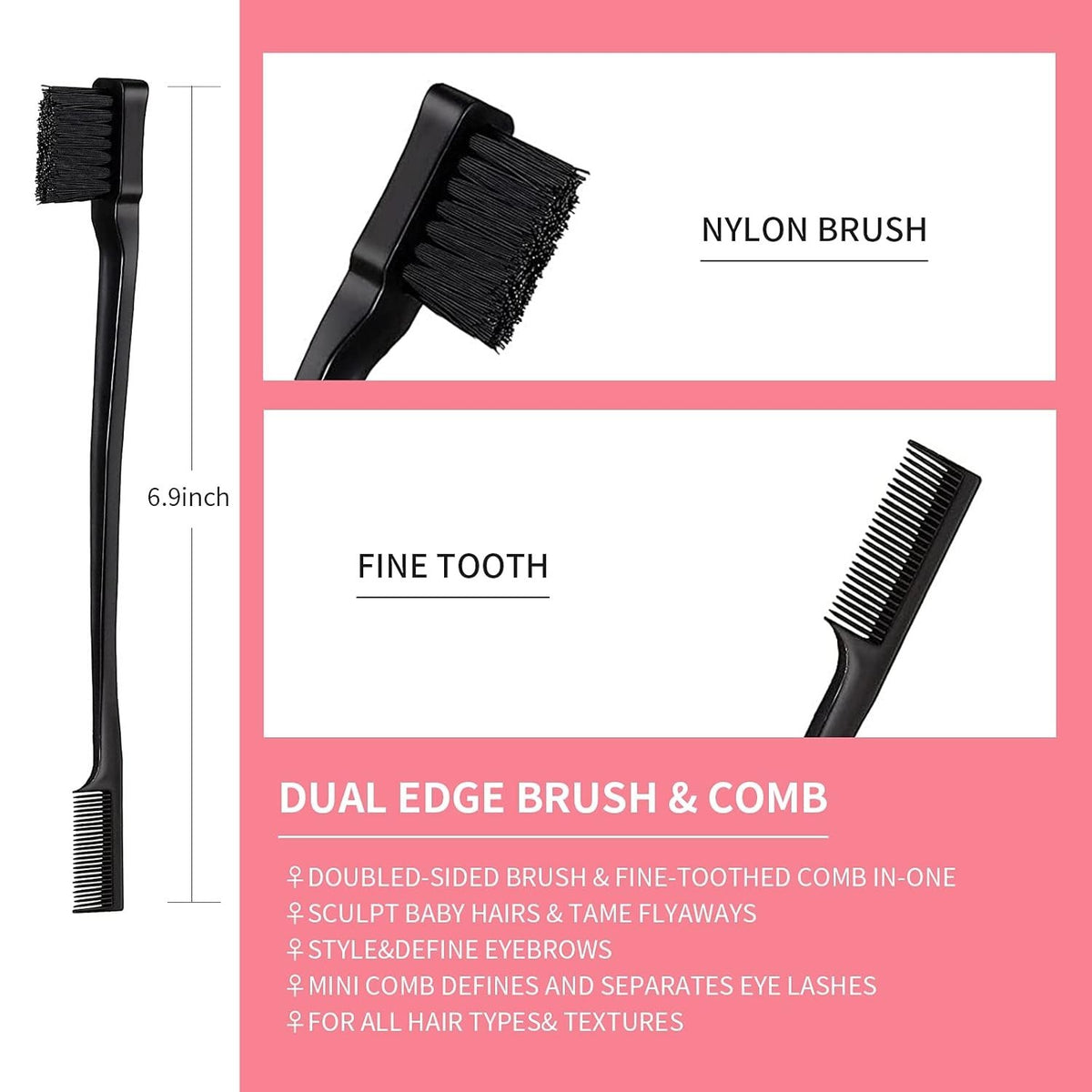 Hair Styling Tool Set with Comb and Edge Brush for Effortless Hair Styling