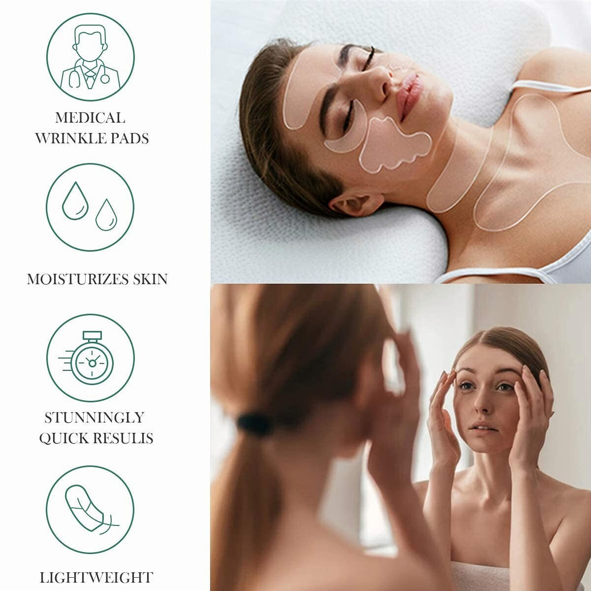 Chest Wrinkle Patches Set of 11 - Facial and Neck Wrinkle Remover Strips