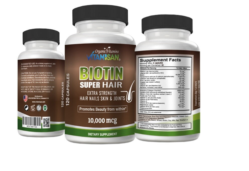 Biotin Hair Growth Vitamins - 120 Capsules