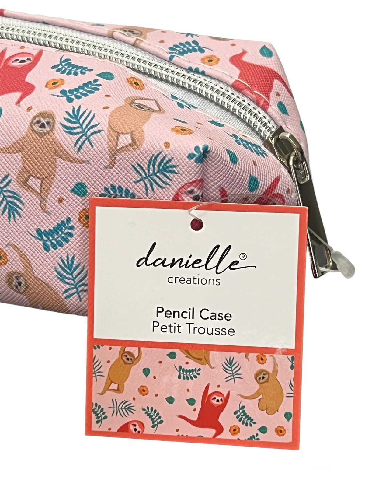 Pink Sloth Tree Cosmetic Makeup Travel Bag Pencil Case