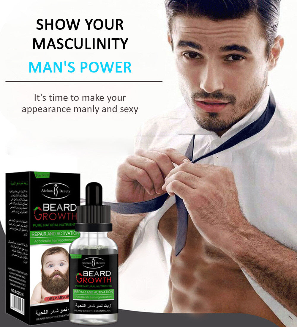 Natural Beard Growth Oil for Faster Facial Hair Growth Men’s Beard Serum