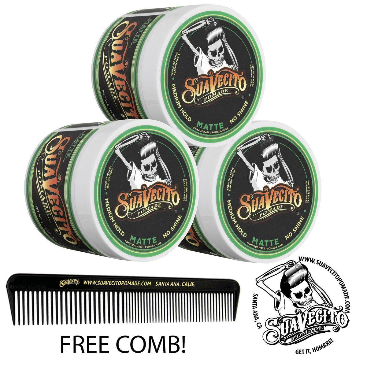 Suavecito Matte Pomade 3 Pack - 4 oz Cans