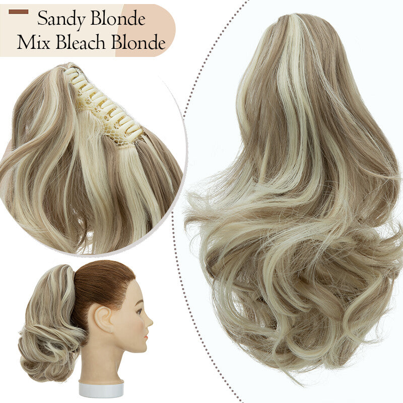 Clip-In Ponytail Hair Extension with Bendable Claw for Short Hair - Curly & Straight Styles