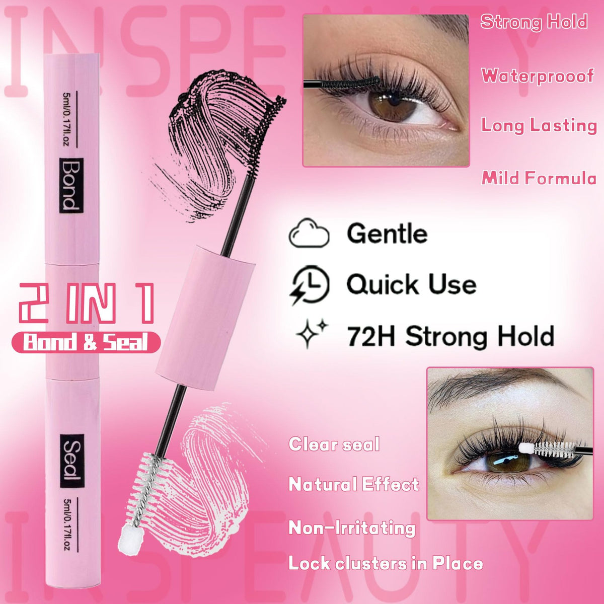 DIY Lash Extension Kit with Wispy Clusters 10-18mm Waterproof Bond & Tweezers