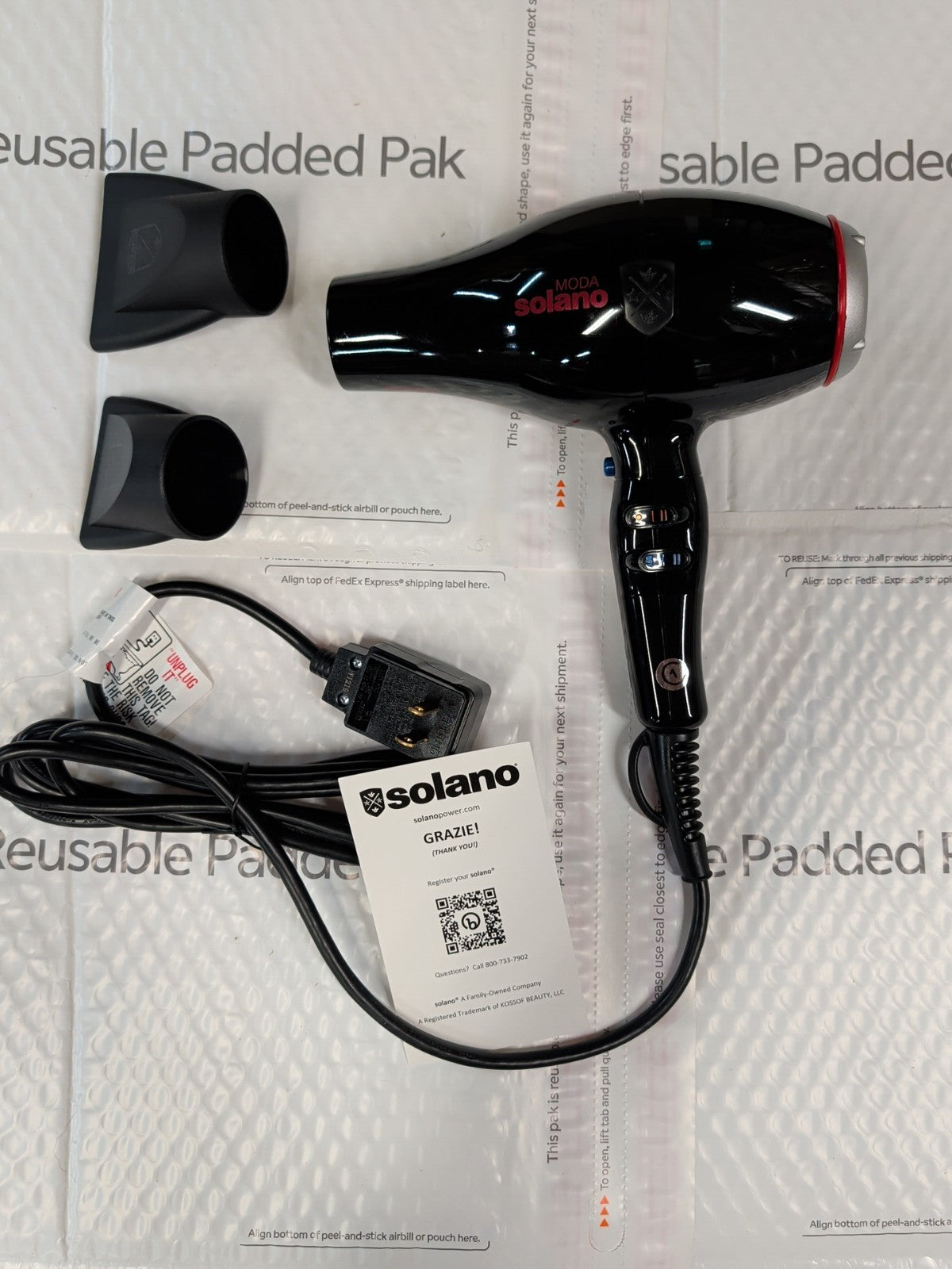 Solano Moda Professional 1750W Hair Dryer - High Power Salon-Grade Hair Styling Tool