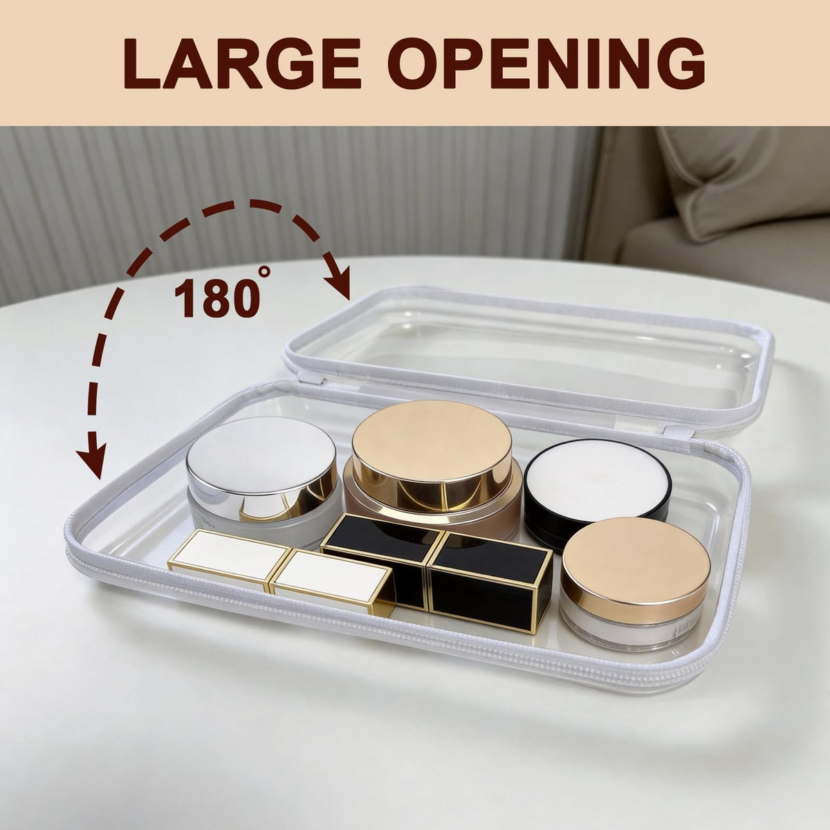 Clear Hard Shell Zipper Travel Organizer Case 8.86x6.38 Inch - 2 Pack