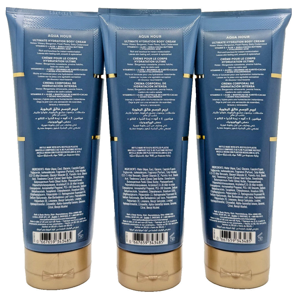 Bath & Body Works Aqua Hour Body Cream, 8 oz, Set of 3