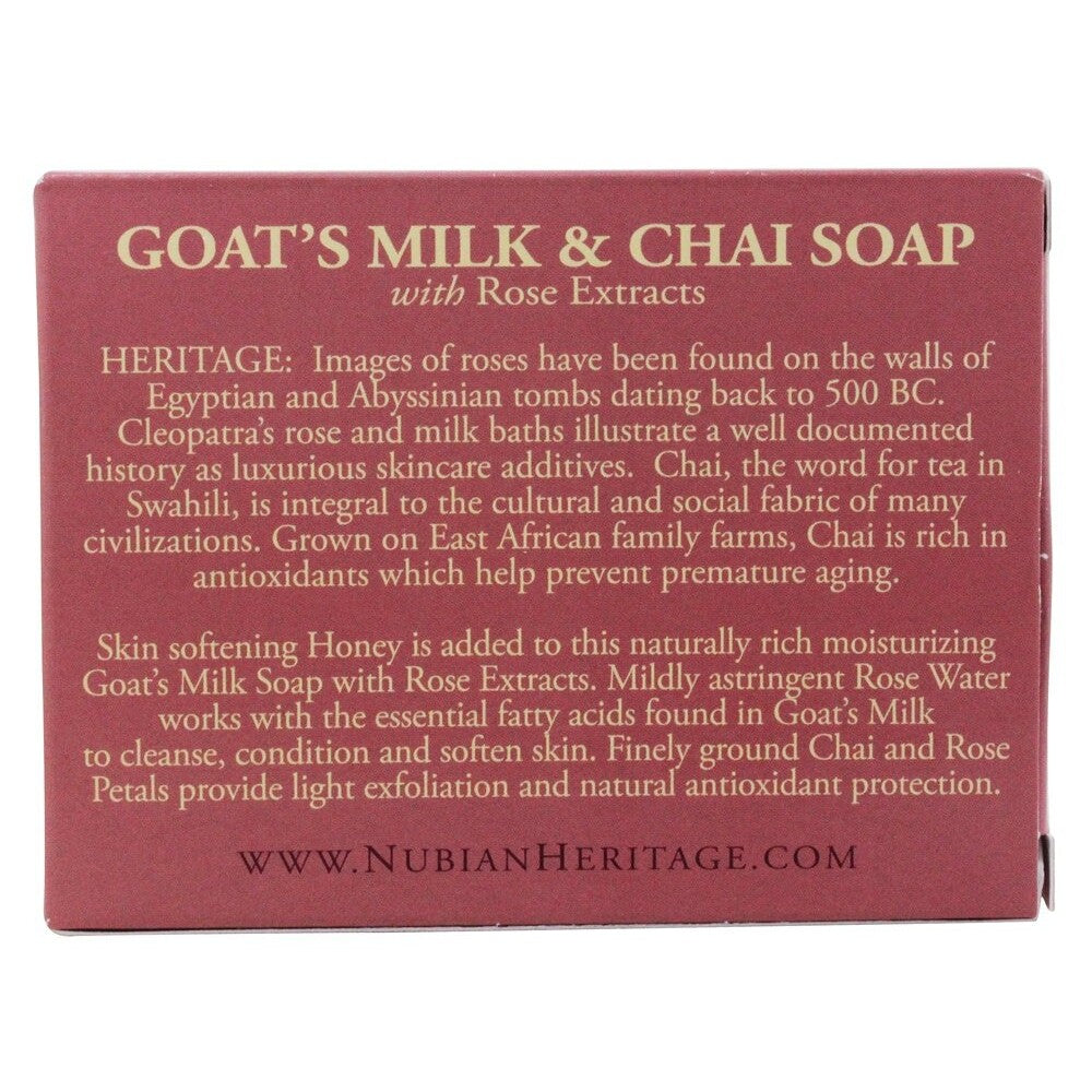 Nubian Heritage Bar Soap Goat's Milk & Chai Soap, Soothing Hydrating,