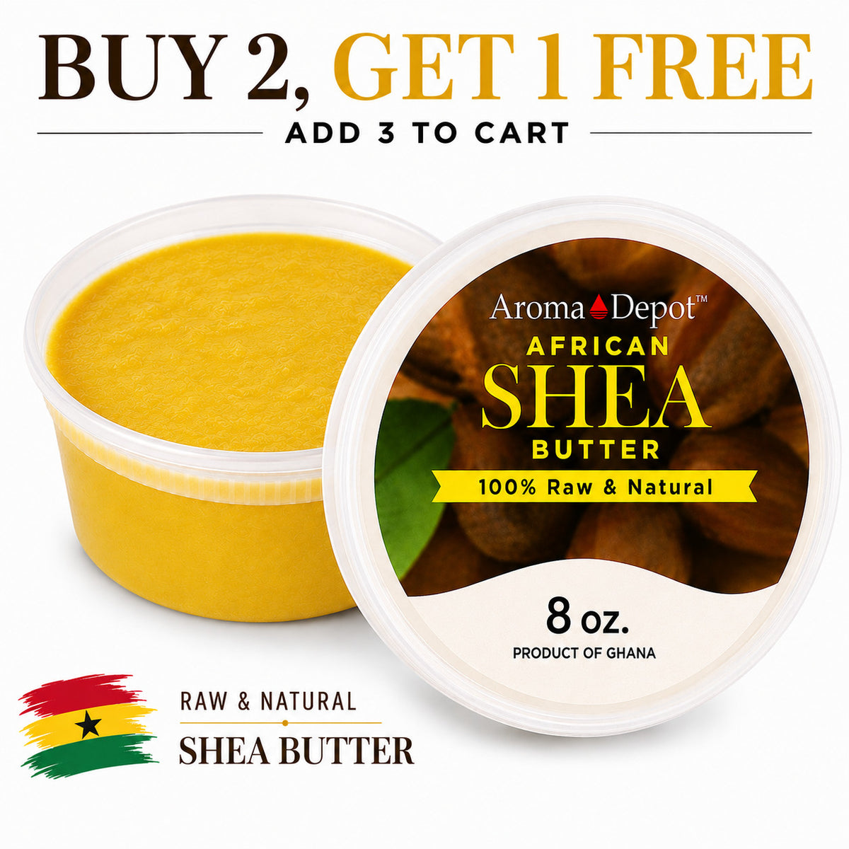 African Shea Butter Yellow 8 oz Raw Unrefined Grade A Natural Product