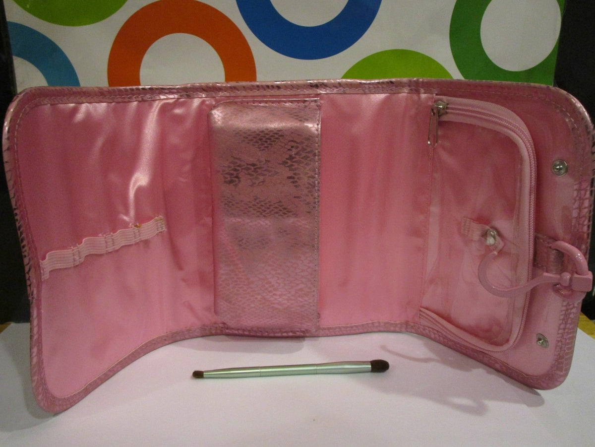 Travel Caddy Bag with Dual-Ended Brush - Foldable Organizer for Toiletries