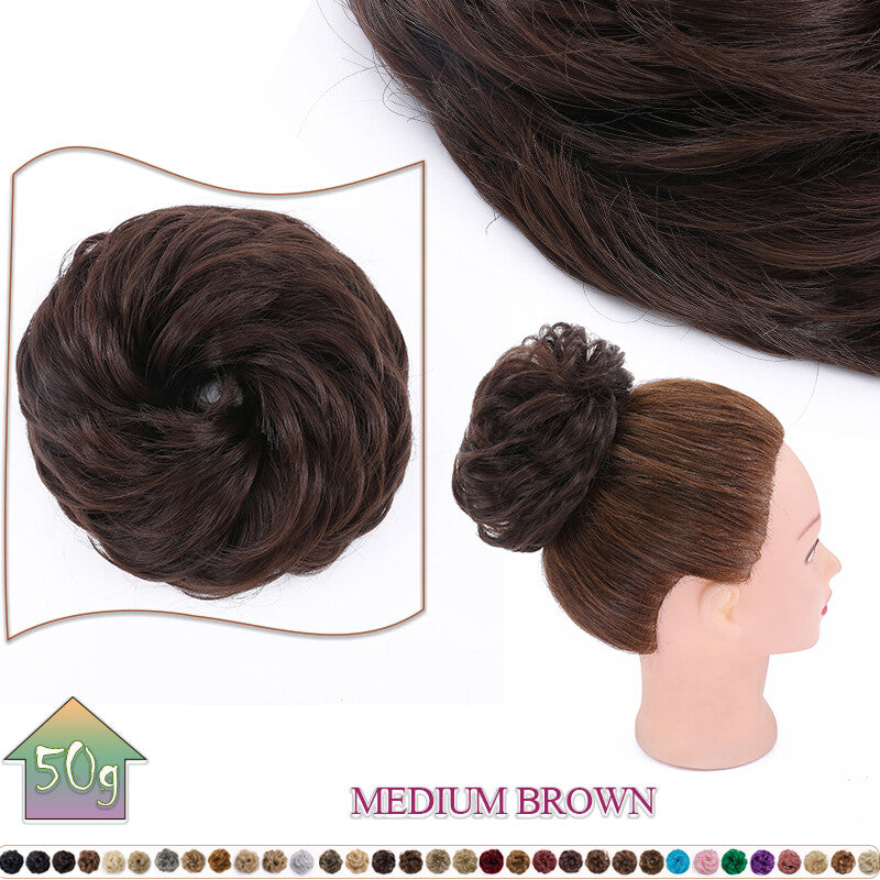Curly Messy Bun Hair Extension Scrunchie Natural Updo Thick Human Hair