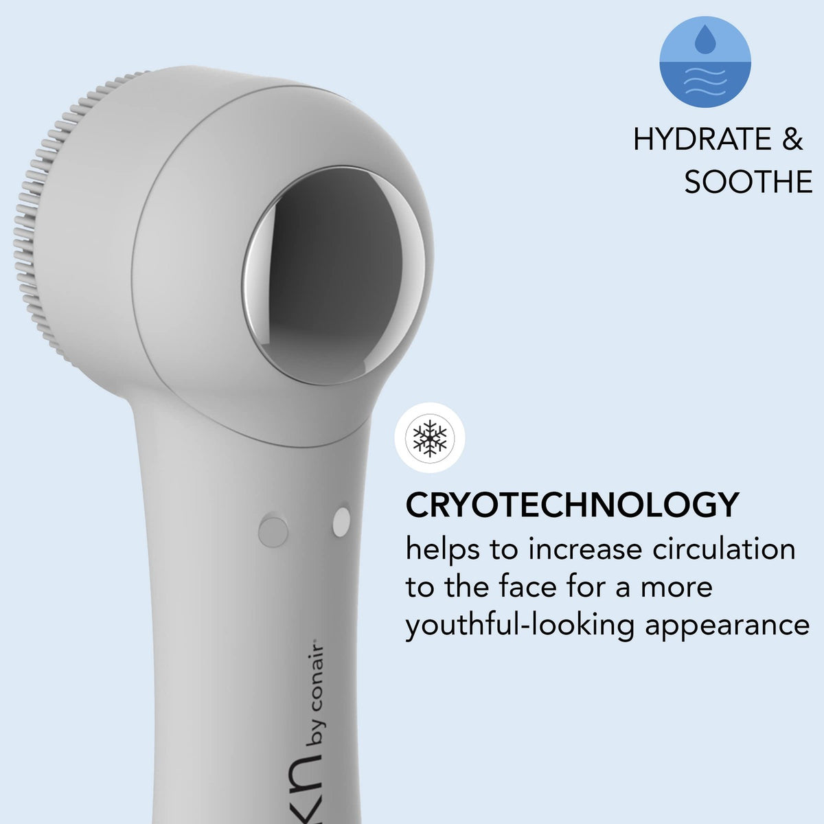 Conair Cryotherapy Facial Cleansing Brush with Silicone Head & Cool Metal Plate