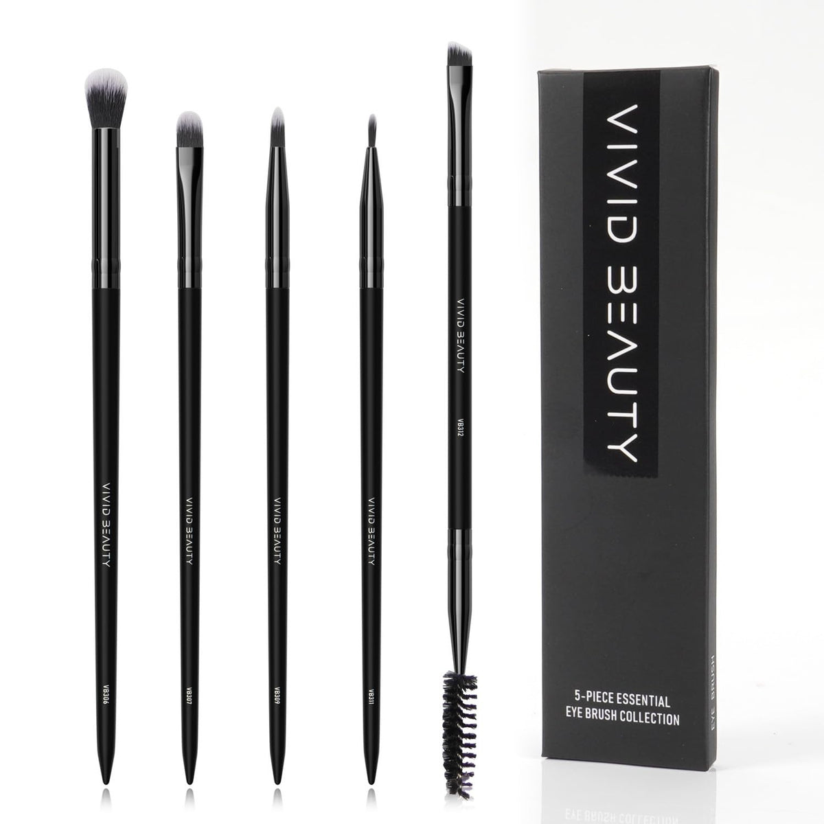 5-Piece Eye Makeup Brush Set for Eyeshadow Eyeliner & Brows - Soft Synthetic Bristles