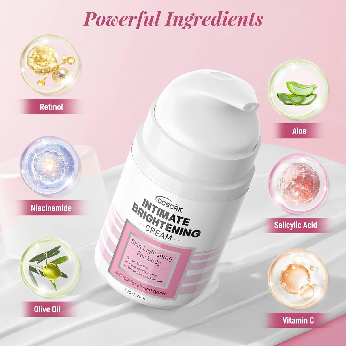 Gentle Skin Lightening Cream for Sensitive Areas - Dark Spot Remover, Brightening & Hydrating, 1.76 Fl Oz