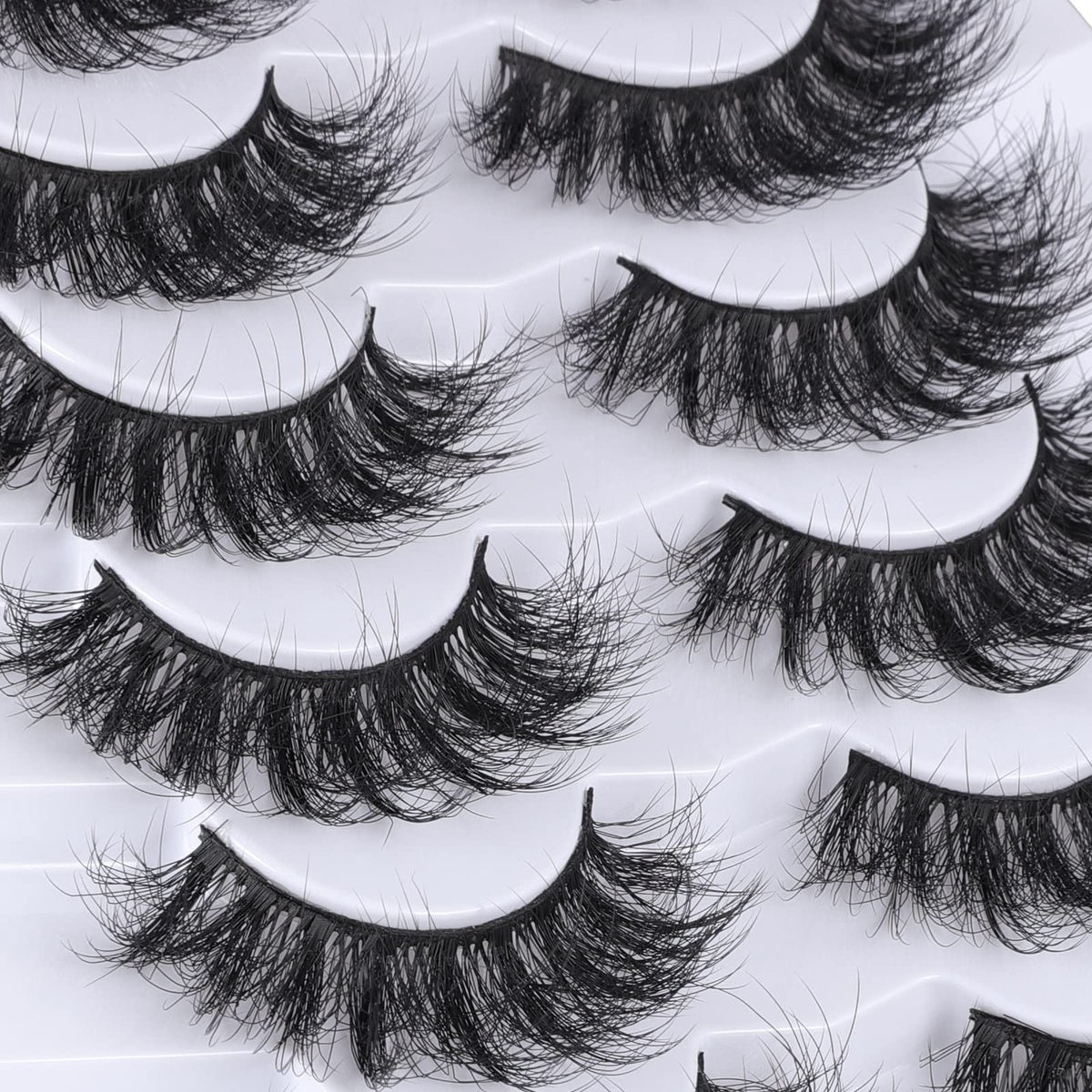False Eyelashes 8D Fluffy Natural Look - Pack of 7