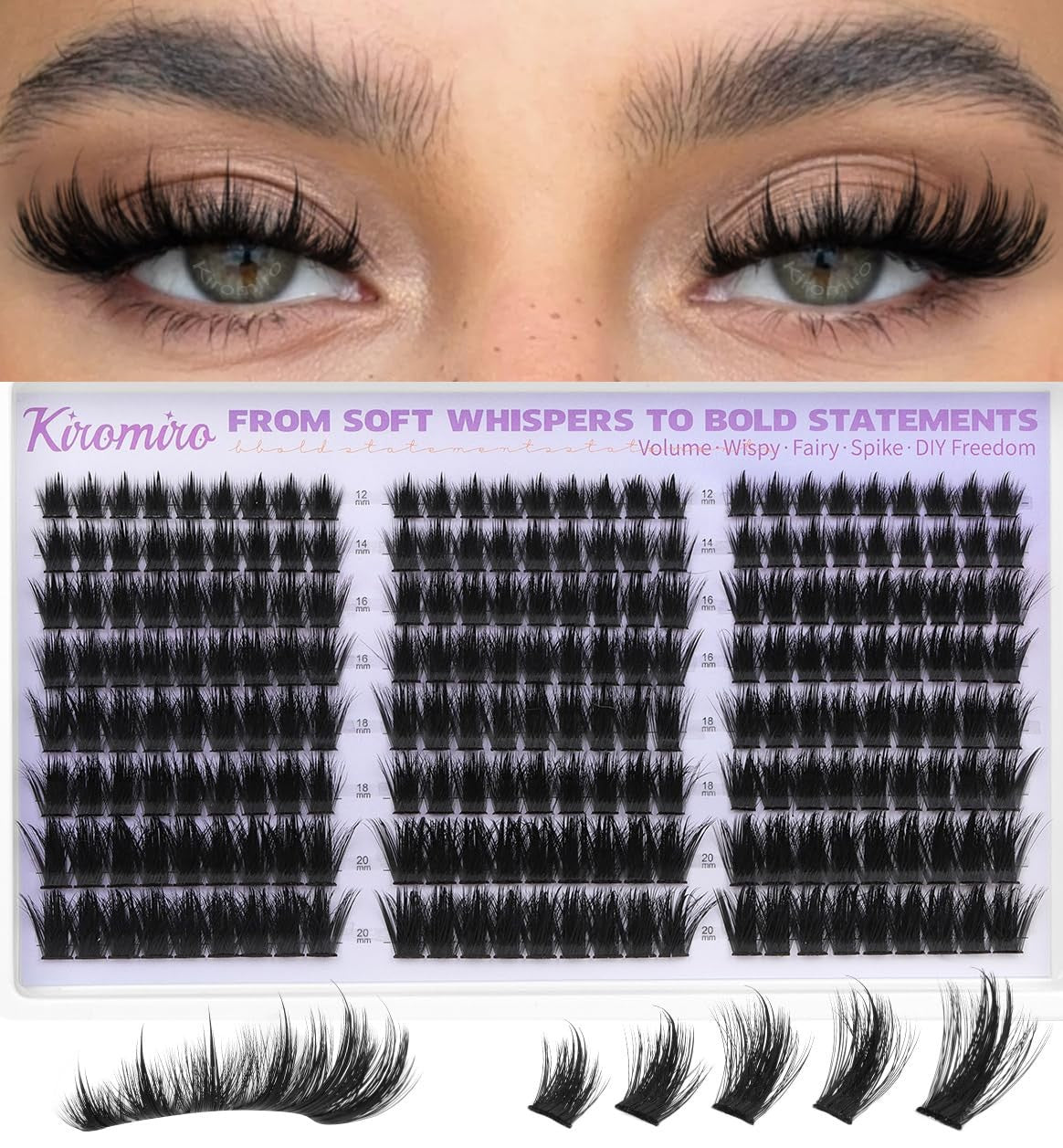 Spiky Lash Clusters with Fluffy Wispy Finish - Black False Eyelashes