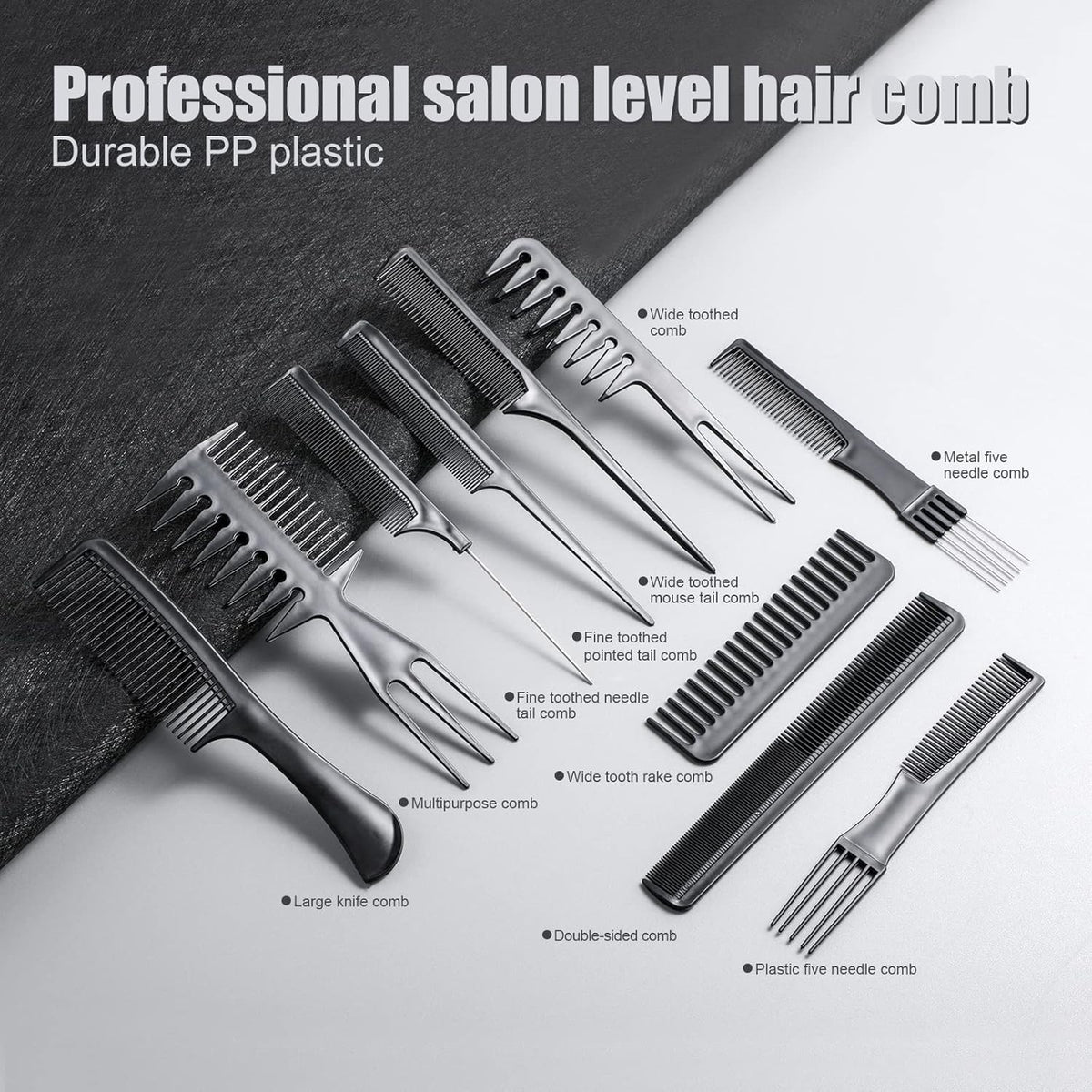Professional 10-Piece Hair Comb Set for Styling & Volume