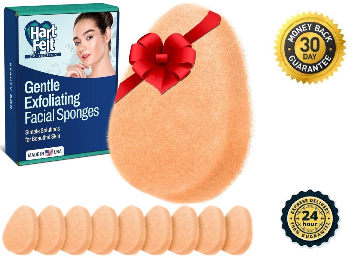 [10 Pack] Gentle Exfoliating Facial Sponge for Face - Daily Cleansing
