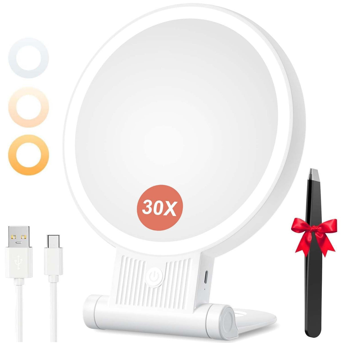 Magnifying Makeup Mirror with Light 30X Double Sided & Adjustable Brightness