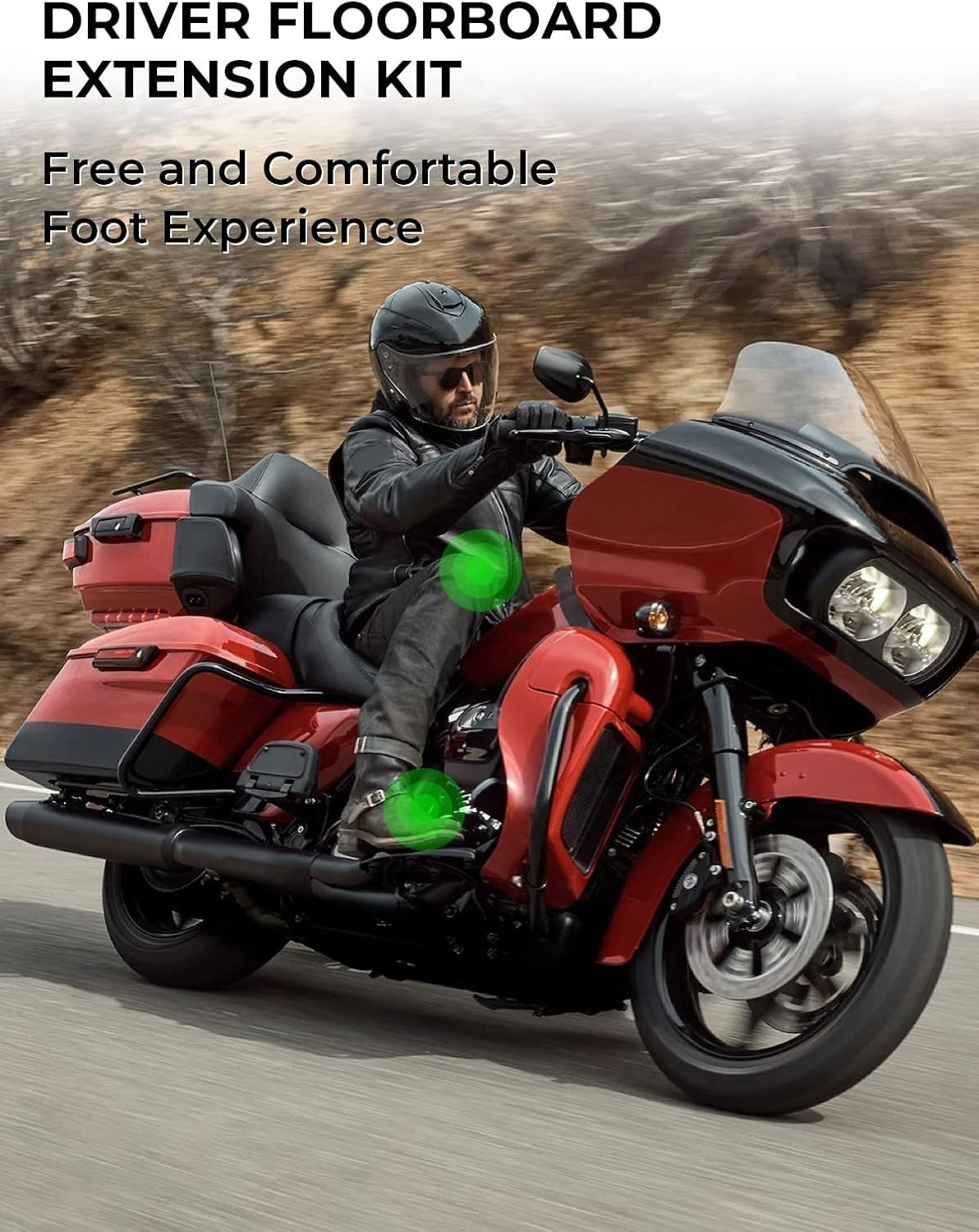 1.5 Inch CNC Aluminum Floorboard Extensions for 2009-2025 Touring Motorcycles
