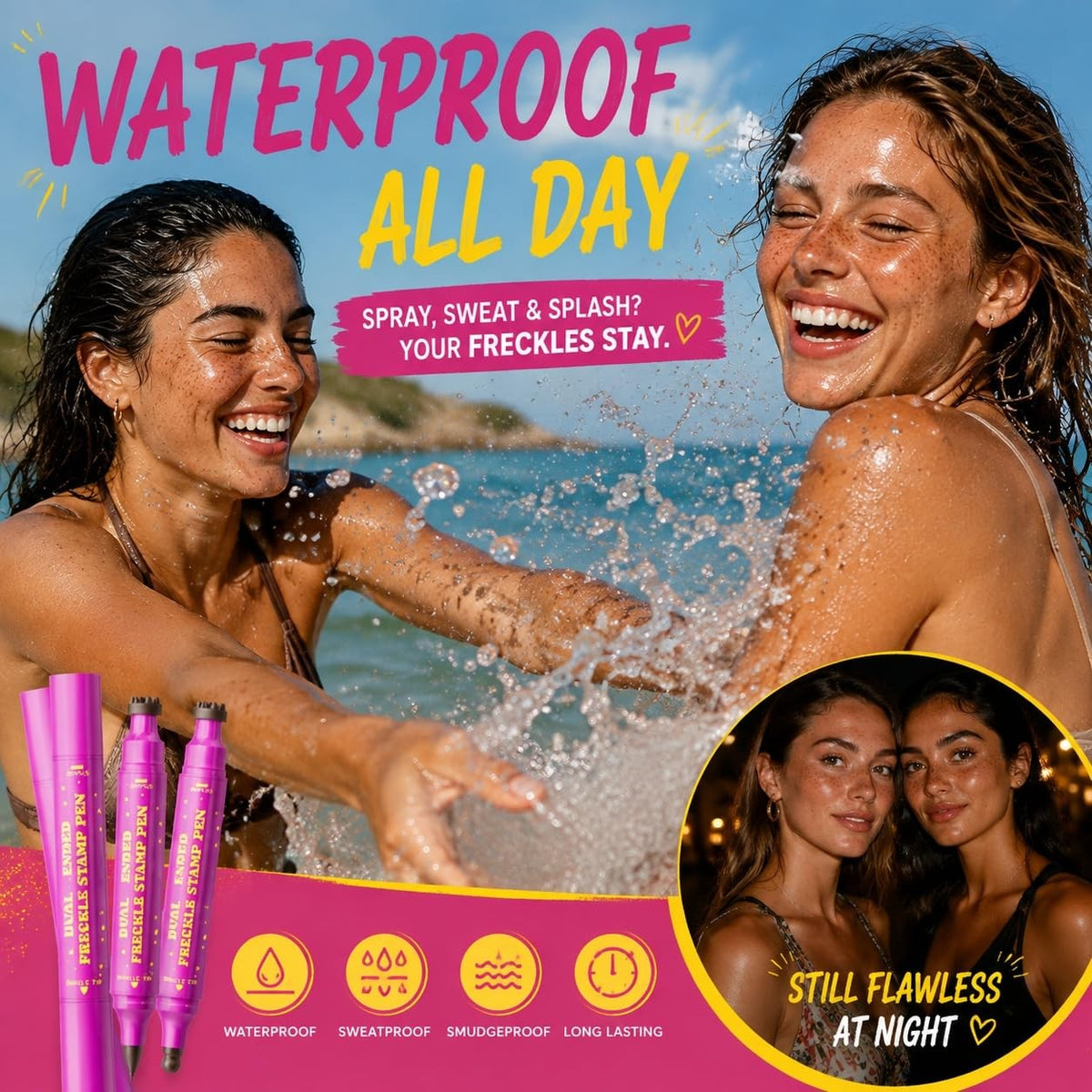 Waterproof Freckle Stamp Pen Set - Dual-Ended Makeup Tool for Natural Faux Freckles