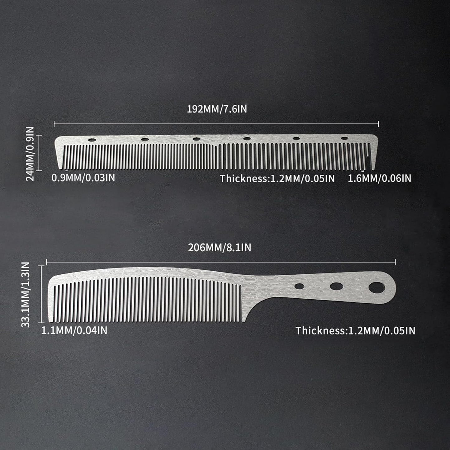 Professional Stainless Steel Fine Tooth Comb Set - Anti-Static, Heat Resistant, Durable Hair Combs for Men & Women