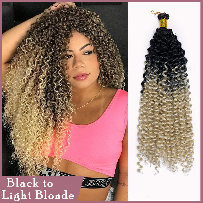 Water Wave Crochet Hair Extensions - Ombre Deep Curl Synthetic Braiding Hair